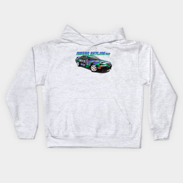 Nissan Skyline GT-R R32 Kids Hoodie by PjesusArt